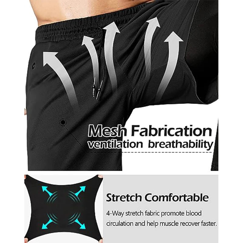 Men's Sport Pants 2 in 1 Training Athletic Gym Fitness Running Pants