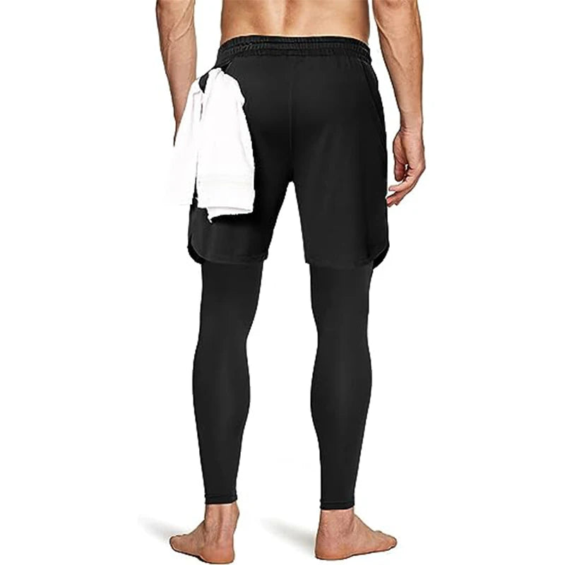 Men's Sport Pants 2 in 1 Training Athletic Gym Fitness Running Pants