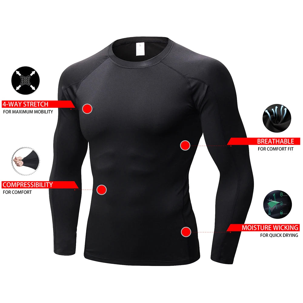 Mens Compression Shirt Long Sleeve