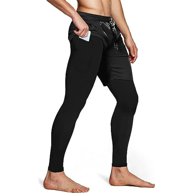Men's Sport Pants 2 in 1 Training Athletic Gym Fitness Running Pants