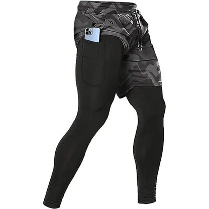 Men's Sport Pants 2 in 1 Training Athletic Gym Fitness Running Pants
