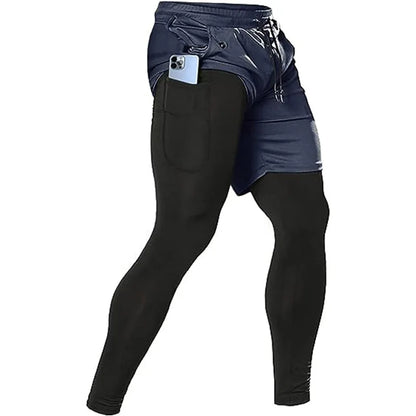 Men's Sport Pants 2 in 1 Training Athletic Gym Fitness Running Pants