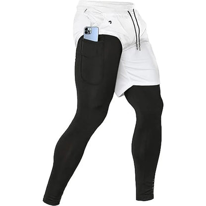 Men's Sport Pants 2 in 1 Training Athletic Gym Fitness Running Pants
